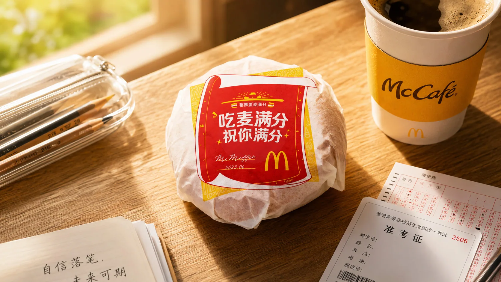 麦当劳高考季汉堡纸场景效果